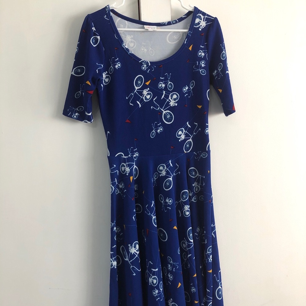 Lularoe Nicole bicycle bike print dress BNWOT